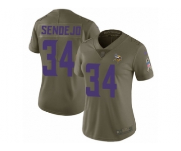 Women Nike Minnesota Vikings #34 Andrew Sendejo Limited Olive 2017 Salute to Service NFL Jersey