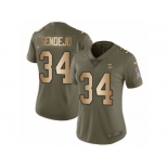 Women Nike Minnesota Vikings #34 Andrew Sendejo Limited Olive Gold 2017 Salute to Service NFL Jersey