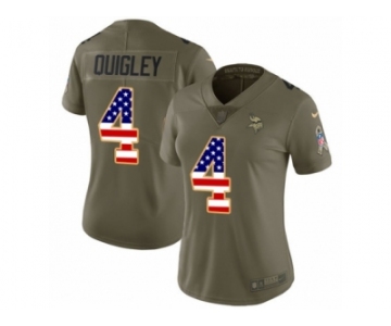 Women Nike Minnesota Vikings #4 Ryan Quigley Limited Olive USA Flag 2017 Salute to Service NFL Jersey