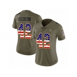 Women Nike Minnesota Vikings #42 Ben Gedeon Limited Olive USA Flag 2017 Salute to Service NFL Jersey