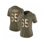 Women Nike Minnesota Vikings #65 Pat Elflein Limited Olive Gold 2017 Salute to Service NFL Jersey