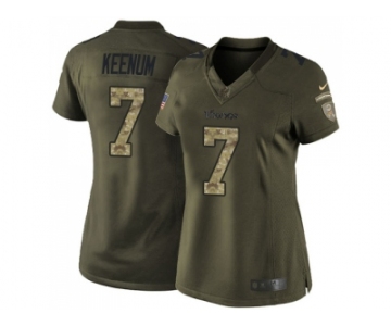 Women Nike Minnesota Vikings #7 Case Keenum Green Stitched NFL Limited 2015 Salute to Service Jersey