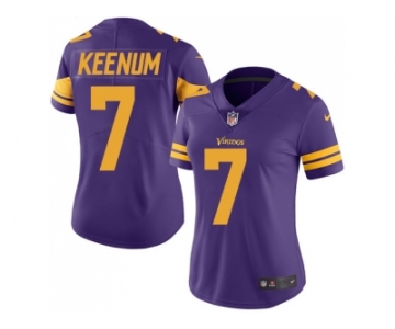 Women Nike Minnesota Vikings #7 Case Keenum Purple Stitched NFL Limited Rush Jersey