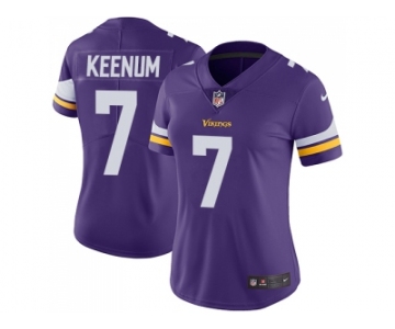 Women Nike Minnesota Vikings #7 Case Keenum Purple Team Color Stitched NFL Vapor Untouchable Limited Jersey