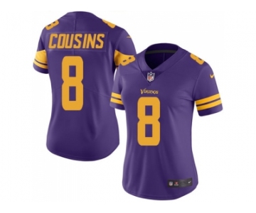 Women Nike Minnesota Vikings #8 Kirk Cousins Purple Stitched NFL Limited Rush Jersey