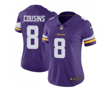 Women Nike Minnesota Vikings #8 Kirk Cousins Purple Team Color Stitched NFL Vapor Untouchable Limited Jersey