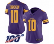 Women's Minnesota Vikings #10 Fran Tarkenton Limited Purple Rush Vapor Untouchable 100th Season Football Jersey