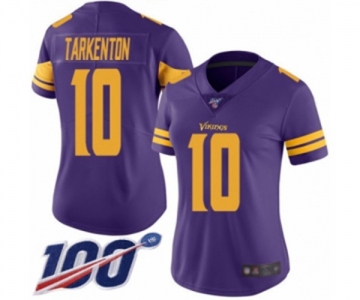 Women's Minnesota Vikings #10 Fran Tarkenton Limited Purple Rush Vapor Untouchable 100th Season Football Jersey