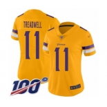 Women's Minnesota Vikings #11 Laquon Treadwell Limited Gold Inverted Legend 100th Season Football Jersey