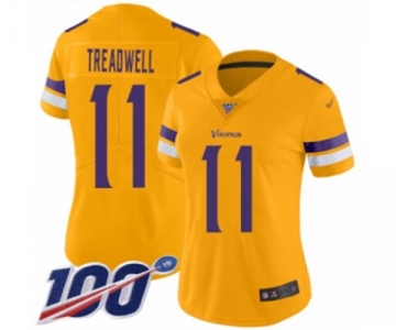 Women's Minnesota Vikings #11 Laquon Treadwell Limited Gold Inverted Legend 100th Season Football Jersey