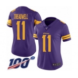 Women's Minnesota Vikings #11 Laquon Treadwell Limited Purple Rush Vapor Untouchable 100th Season Football Jersey