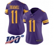 Women's Minnesota Vikings #11 Laquon Treadwell Limited Purple Rush Vapor Untouchable 100th Season Football Jersey