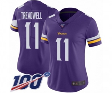 Women's Minnesota Vikings #11 Laquon Treadwell Purple Team Color Vapor Untouchable Limited Player 100th Season Football Jersey