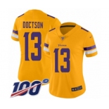 Women's Minnesota Vikings #13 Josh Doctson Limited Gold Inverted Legend 100th Season Football Jersey