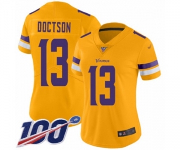 Women's Minnesota Vikings #13 Josh Doctson Limited Gold Inverted Legend 100th Season Football Jersey