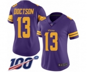 Women's Minnesota Vikings #13 Josh Doctson Limited Purple Rush Vapor Untouchable 100th Season Football Jersey