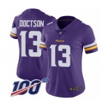 Women's Minnesota Vikings #13 Josh Doctson Purple Team Color Vapor Untouchable Limited Player 100th Season Football Jersey