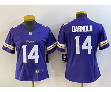 Women's Minnesota Vikings 14 Sam Darnold Purple Vapor Untouchable Limited Stitched Jersey