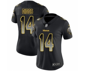 Women's Minnesota Vikings #14 Stefon Diggs Limited Black Smoke Fashion Football Jersey