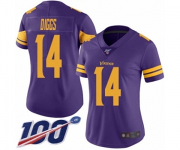 Women's Minnesota Vikings #14 Stefon Diggs Limited Purple Rush Vapor Untouchable 100th Season Football Jersey