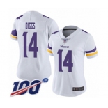 Women's Minnesota Vikings #14 Stefon Diggs White Vapor Untouchable Limited Player 100th Season Football Jersey