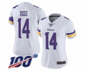 Women's Minnesota Vikings #14 Stefon Diggs White Vapor Untouchable Limited Player 100th Season Football Jersey