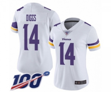 Women's Minnesota Vikings #14 Stefon Diggs White Vapor Untouchable Limited Player 100th Season Football Jersey