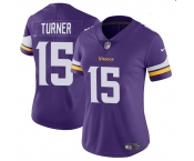 Women's Minnesota Vikings #15 Dallas Turner Purple 2024 Draft Vapor Football Stitched Jersey