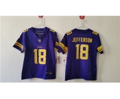 Women's Minnesota Vikings #18 Justin Jefferson Purple Color Rush F.U.S.E. Limited Football Stitched Jersey