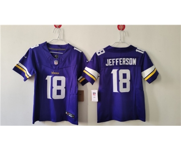 Women's Minnesota Vikings #18 Justin Jefferson Purple F.U.S.E. Vapor Untouchable Limited Football Stitched Jersey