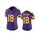 Women's Minnesota Vikings #18 Justin Jefferson Purple Limited Rush Stitched NFL Jersey