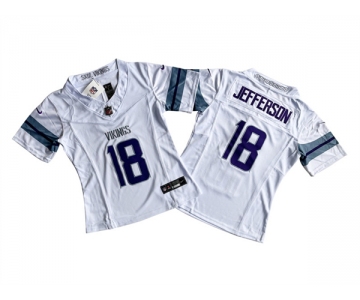 Women's Minnesota Vikings #18 Justin Jefferson White 2024 F.U.S.E Winter Warrior Limited Jersey