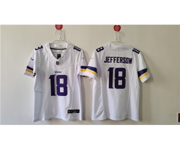 Women's Minnesota Vikings #18 Justin Jefferson White F.U.S.E. Vapor Untouchable Limited Football Stitched Jersey