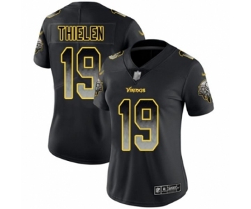 Women's Minnesota Vikings #19 Adam Thielen Limited Black Smoke Fashion Football Jersey