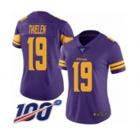 Women's Minnesota Vikings #19 Adam Thielen Limited Purple Rush Vapor Untouchable 100th Season Football Jersey