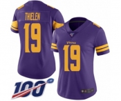 Women's Minnesota Vikings #19 Adam Thielen Limited Purple Rush Vapor Untouchable 100th Season Football Jersey