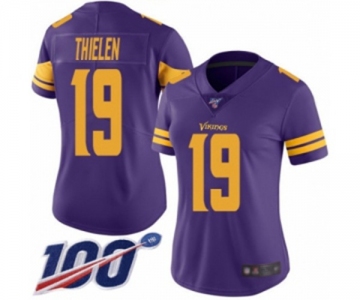 Women's Minnesota Vikings #19 Adam Thielen Limited Purple Rush Vapor Untouchable 100th Season Football Jersey