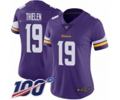 Women's Minnesota Vikings #19 Adam Thielen Purple Team Color Vapor Untouchable Limited Player 100th Season Football Jersey