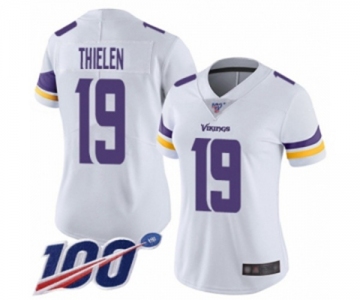 Women's Minnesota Vikings #19 Adam Thielen White Vapor Untouchable Limited Player 100th Season Football Jersey