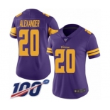 Women's Minnesota Vikings #20 Mackensie Alexander Limited Purple Rush Vapor Untouchable 100th Season Football Jersey