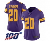 Women's Minnesota Vikings #20 Mackensie Alexander Limited Purple Rush Vapor Untouchable 100th Season Football Jersey