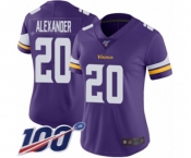 Women's Minnesota Vikings #20 Mackensie Alexander Purple Team Color Vapor Untouchable Limited Player 100th Season Football Jersey