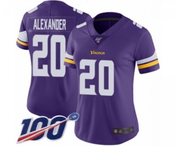 Women's Minnesota Vikings #20 Mackensie Alexander Purple Team Color Vapor Untouchable Limited Player 100th Season Football Jersey