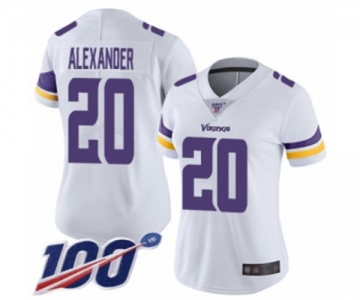 Women's Minnesota Vikings #20 Mackensie Alexander White Vapor Untouchable Limited Player 100th Season Football Jersey