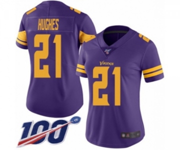 Women's Minnesota Vikings #21 Mike Hughes Limited Purple Rush Vapor Untouchable 100th Season Football Jersey