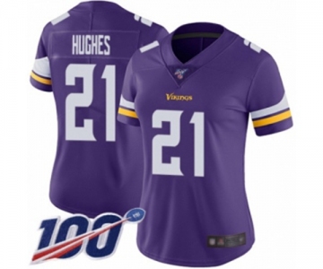 Women's Minnesota Vikings #21 Mike Hughes Purple Team Color Vapor Untouchable Limited Player 100th Season Football Jers