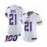 Women's Minnesota Vikings #21 Mike Hughes White Vapor Untouchable Limited Player 100th Season Football Jersey