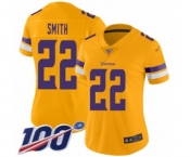 Women's Minnesota Vikings #22 Harrison Smith Limited Gold Inverted Legend 100th Season Football Jersey