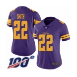 Women's Minnesota Vikings #22 Harrison Smith Limited Purple Rush Vapor Untouchable 100th Season Football Jersey