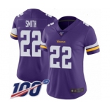 Women's Minnesota Vikings #22 Harrison Smith Purple Team Color Vapor Untouchable Limited Player 100th Season Football Jersey